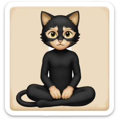 Chat noir peinture mignon assise peinture sticker