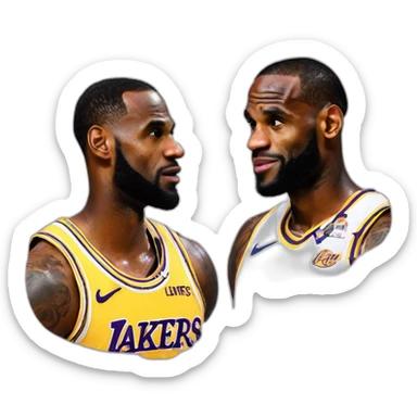 kobey bryant and lebron james in a face to face  sticker