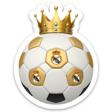 Real Madrid inspired classic white soccer ball with gold details and a small crown sticker