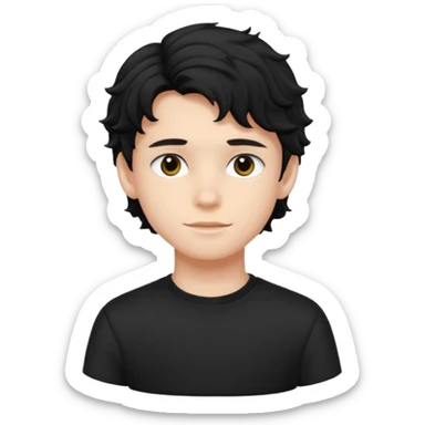 Menino de 15 anos de cabelo ondulado preto roupa preta  sticker