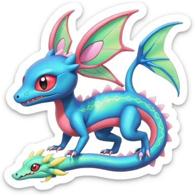 Spooky stitched colorful iridescent Salandit-Flygon-Sylveon-Umbreon-fusion-Pokémon-hybrid-creature  sticker