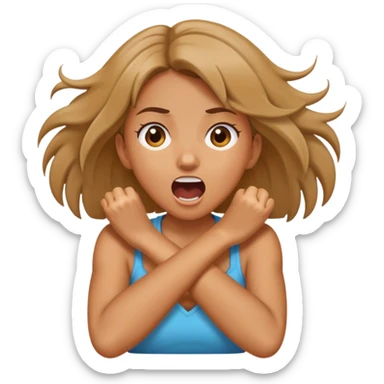 girl with both arms crossed around neck screaming sticker