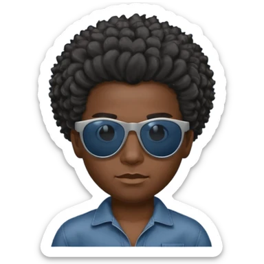 Un garçon,de couleur noir avec des lunettes de soleil grise,il a des cheveux crépus et au dessus de sa tete il est écrit BOUSS  sans qu’on voit ses yeux est ce qu’on peut mettre le même cadran de lunette que la première image et l’intérieur des lunettes en gris un peu bleu mais très foncé  sticker