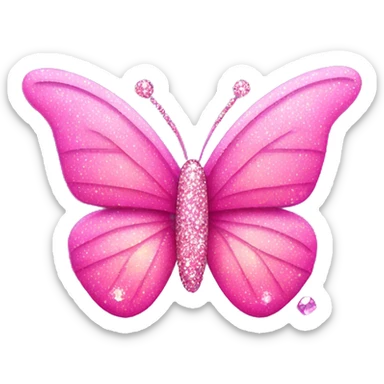 Pink butterfly with pink sparkly crystals around it sticker