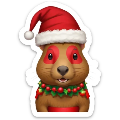 Asme un capivara con gorrito de navidad sticker