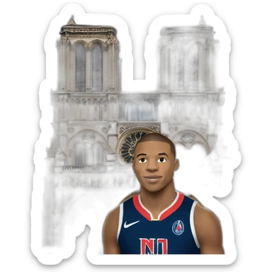 Mbappe sur Notre Dame de Paris sticker