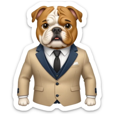 bulldog wearing a tailored English suit and tie sticker