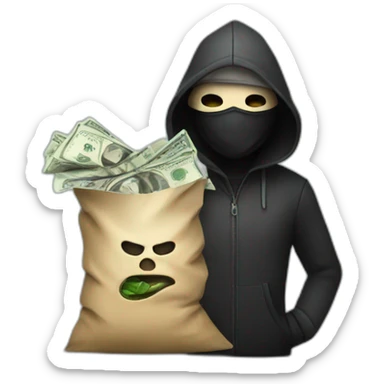 Thief in a mask and a bag of money sticker