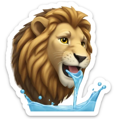 lion drinking water sticker