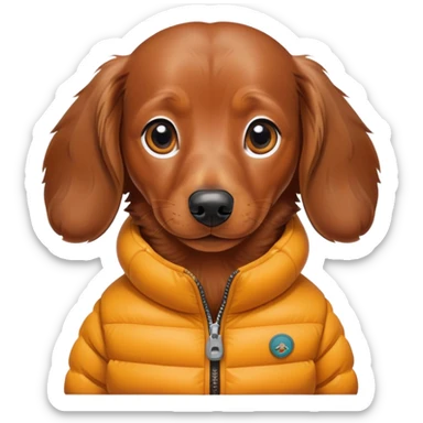 Dash hound wearing a puffer jacket sticker