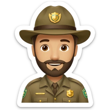 Male Park Ranger with beard  sticker