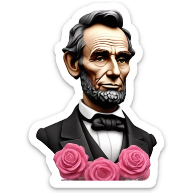 Pink ombre statue of Abraham Lincoln with glitter and roses  sticker