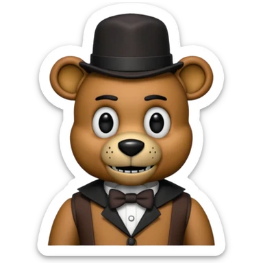 Freddy Fazbear with black and tiny hat from Five Nights At Freddy's Movie sticker