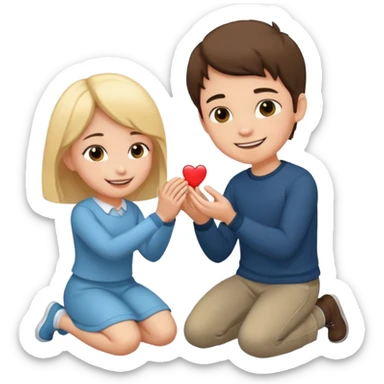 🧎‍♂️‍➡️💍💃 a boy parposing a girl boy on his knee and boy give him ring  sticker