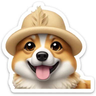 Corgi wearing an ostrich costume at sunset  sticker