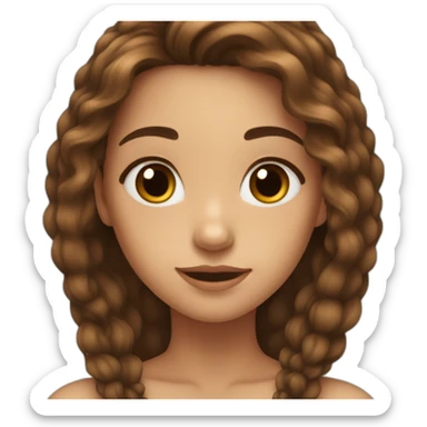 girl，brown Long hair in the middle, nevus at the moment sticker