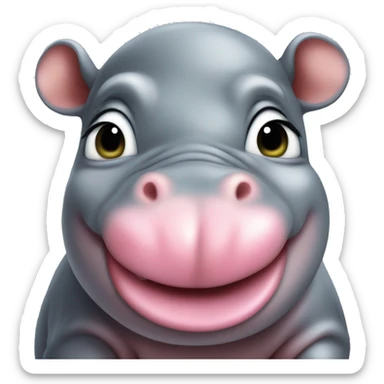 baby hippo puckering lips blowing a heart sticker