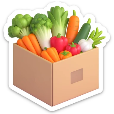 box of fresh vegetables at the entrance of a house sticker