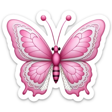 butterfly with pink antlers and lace sticker