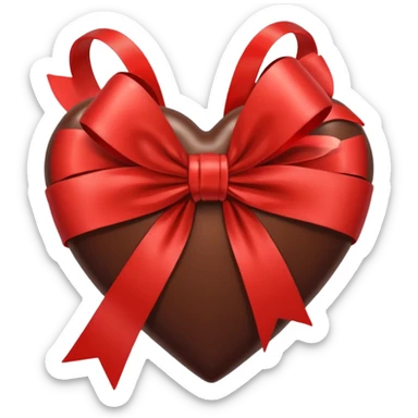 brown heart with bow sticker