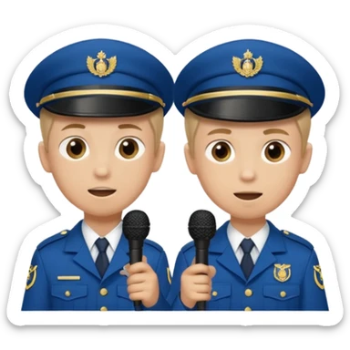 2 boys brigade parade EMCEES speaking into mics sticker