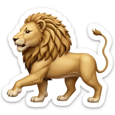 An emoji of a majestic lion from ancient Assyrian art, shown in a hunting scene. sticker