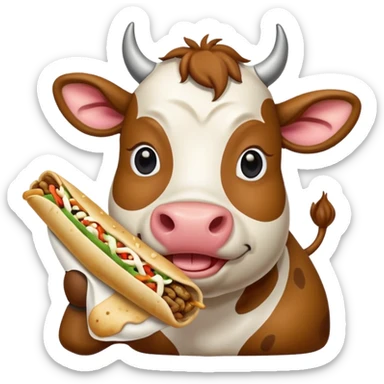 Cow eating shawarma  sticker