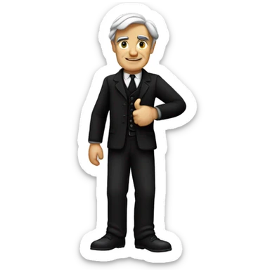 Ralph Waldo Emerson with thumbs up with a little frown and black clothes sticker