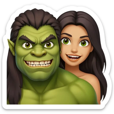 beautiful brazilian model next to ugly ogre sticker