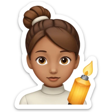 Girl with light brow skin and brown hair in a single bun sticker