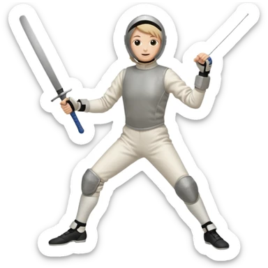 A person wearing fencing equipment with their entire body sticker