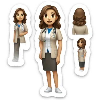 a full body medical student talking 20 years old girl student tan skin, brown hair sticker