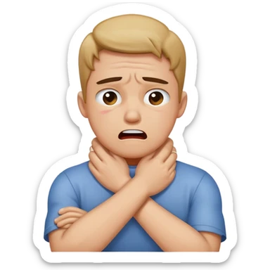 Arms crossed holding neck choking and crying and mad  sticker