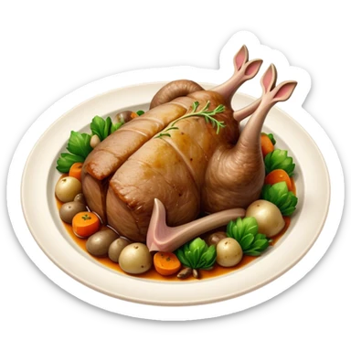 Cinematic Realistic Roast Lamb Dish Emoji, depicted with tender, succulent lamb roasted to perfection and served with seasonal vegetables, rendered with rich textures and inviting warm lighting that captures its traditional heritage. sticker