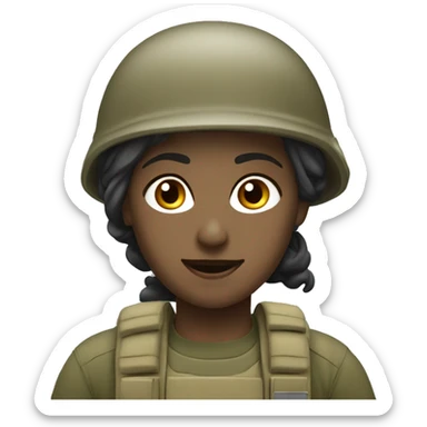 operator dressed in khaki color with a milatary helmet, without glasses, without headset, preferably female sticker