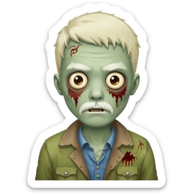 young zombie with white mustache sticker