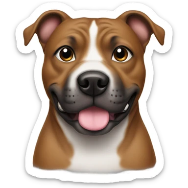 Staffy that is brown and has a watering can sticker