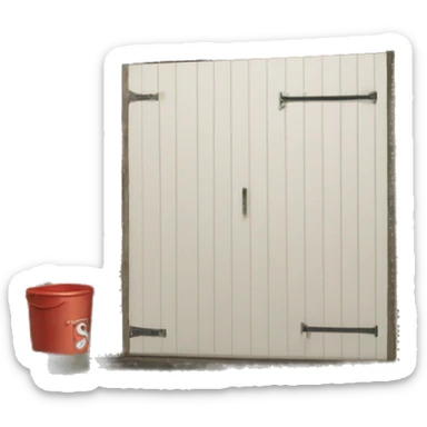 a shed with a big sign saying 'sing up here' sticker