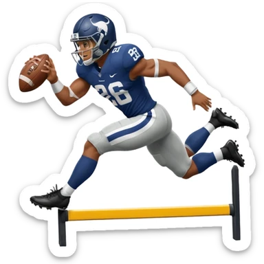 Saqoun Barkley hurdle over a person sticker