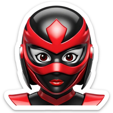 Black and red female power ranger mask on sticker
