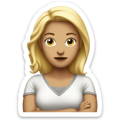Blonde woman mad with her arms crossed  sticker