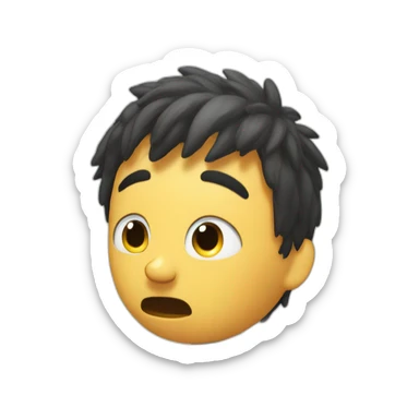 A dumbfounded boy sits on a keyboard and scrapes seeds sticker