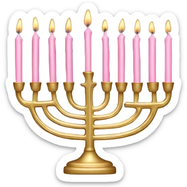 skinny gold menorah with light pink candles  sticker