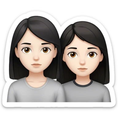 pale brunette girl with brown eyes and pale boy with black hair and grey eyes sticker