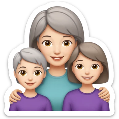 A mum with short Gray hair and her two adult daughters with Light brown hair sticker
