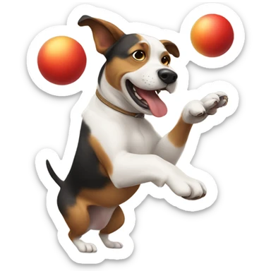 A dog juggling  sticker