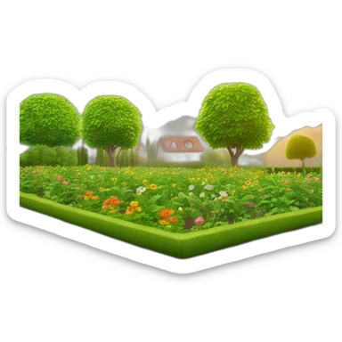 Garten-mit-strelizien-sonnenschein-und-viel-rasen sticker