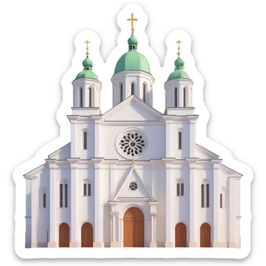 3D icon for Discord role, Vilnius Cathedral, Lithuania, accurate architectural details, no extra symbols or colors, just the cathedral, neutral background sticker