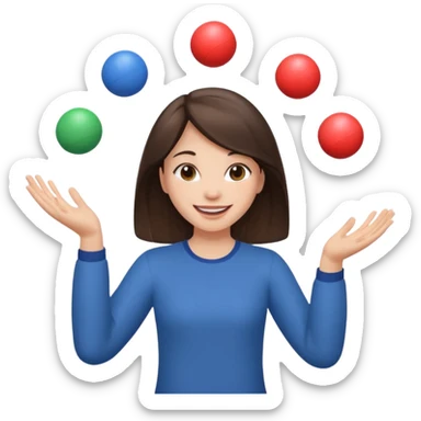 a brunette girl juggling  with two hands  sticker