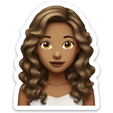 tan girl with long wavy dark brown hair with highlights  sticker